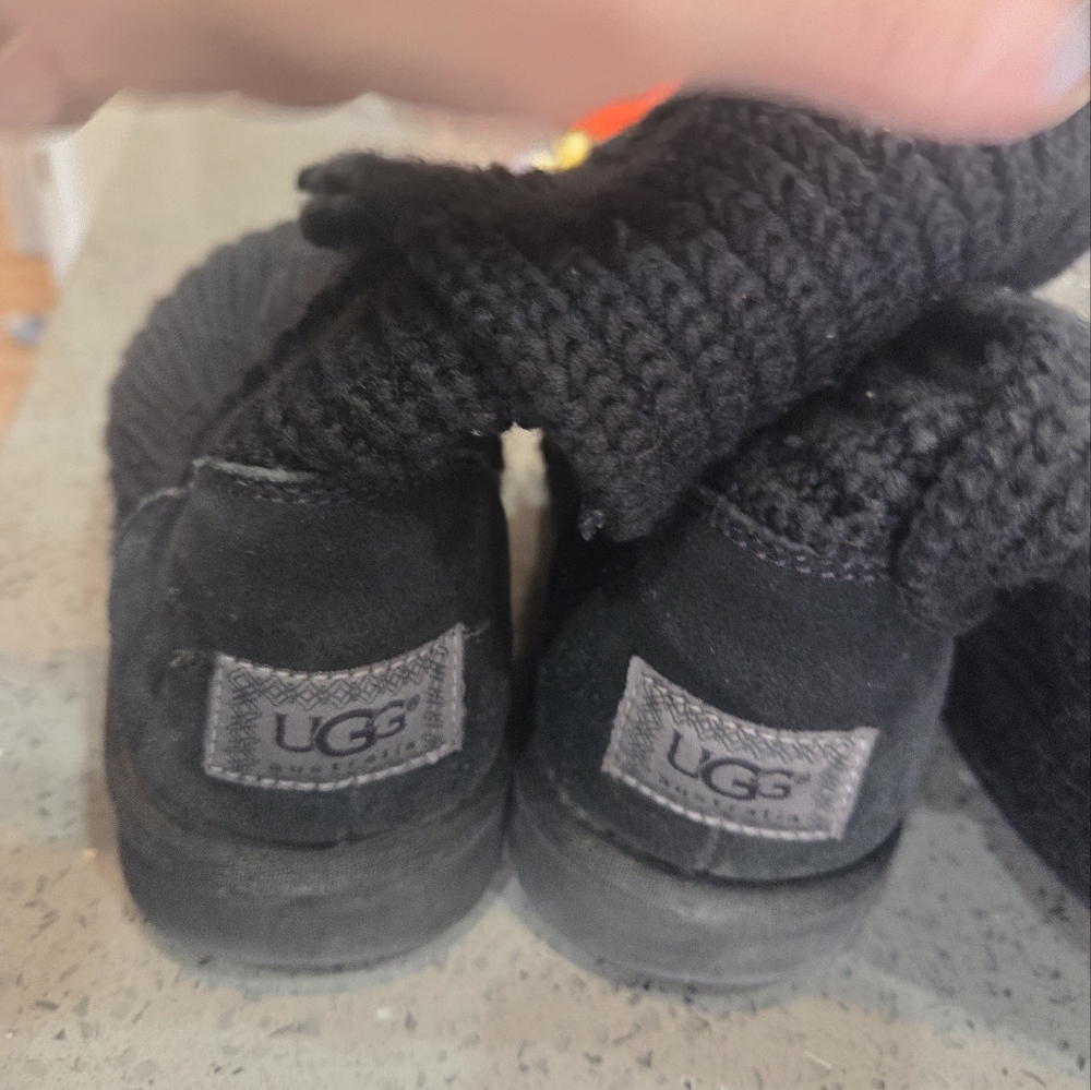 Black Knit Ugg  Button Boots - Picture 2 of 6